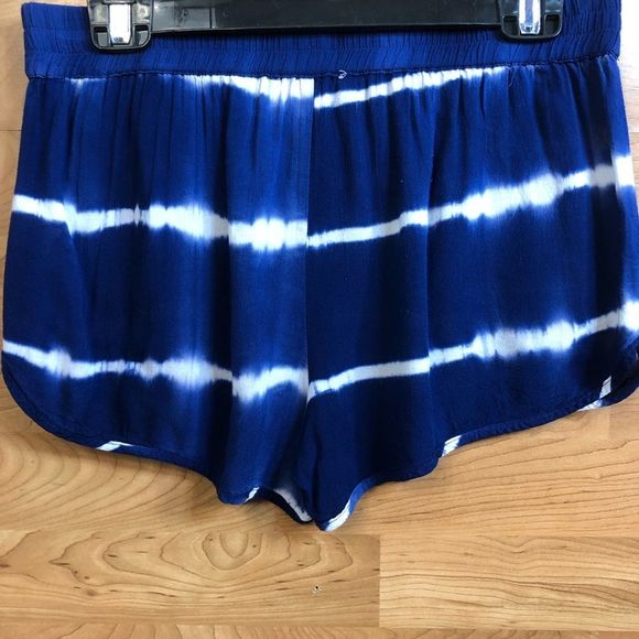 Double Zero Size Large Tie Dye Navy Blue & White Pull On Shorts w/Stretc… - Picture 2 of 7